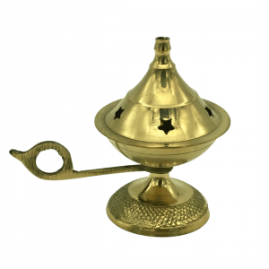 Brass Incense Censer on Stand - Brass Handle