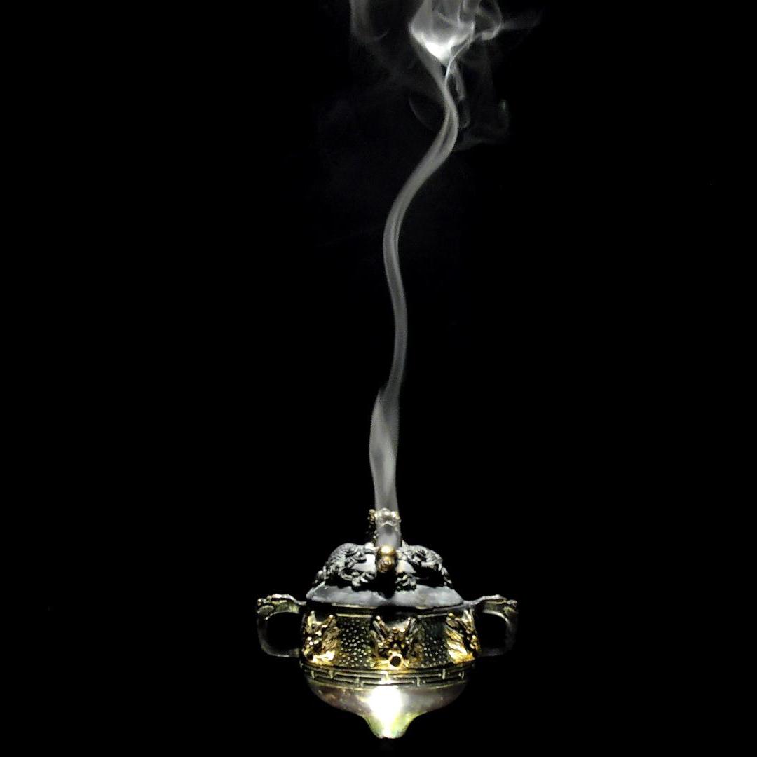 Antique Chinese Marked Bronze Dynasty Gilt Dragon Incense Censer - Image 2