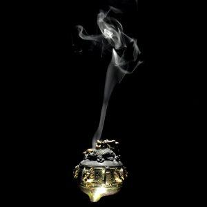 Antique Chinese Marked Bronze Dynasty Gilt Dragon Incense Censer