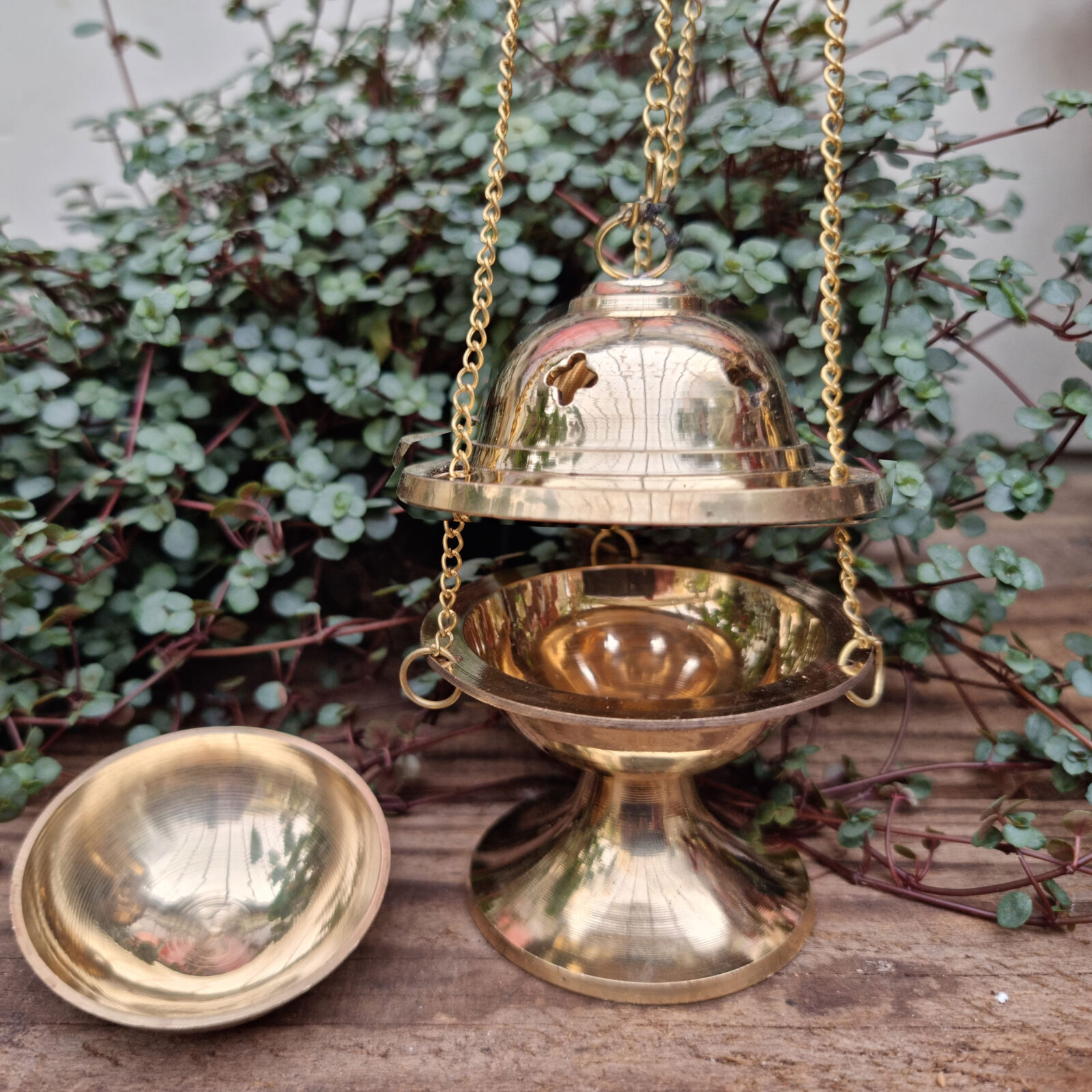 Small 4 Piece Brass Hanging Incense Censer - Image 2