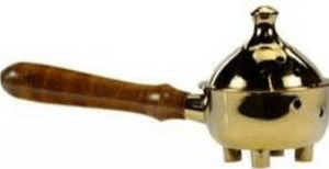 Brass Incense Censer on Feet - Wooden Handle